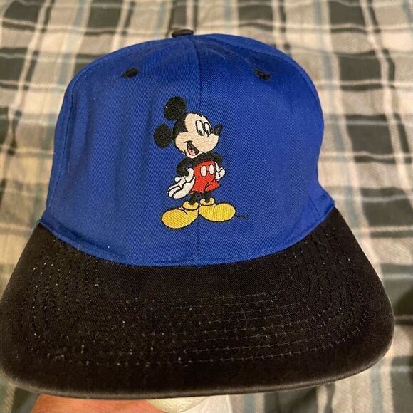 Vintage Disney Blue Mickey Mouse Adult SnapBack Hat - Picture 1 of 11